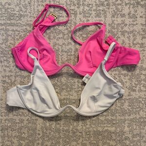 Pink and White Bikini Top Set